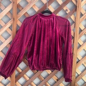 Free People Lace Velvet Boho Top